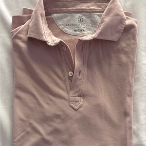 Brunello Cucinelli Men's Dusty Rose Polo Shirt